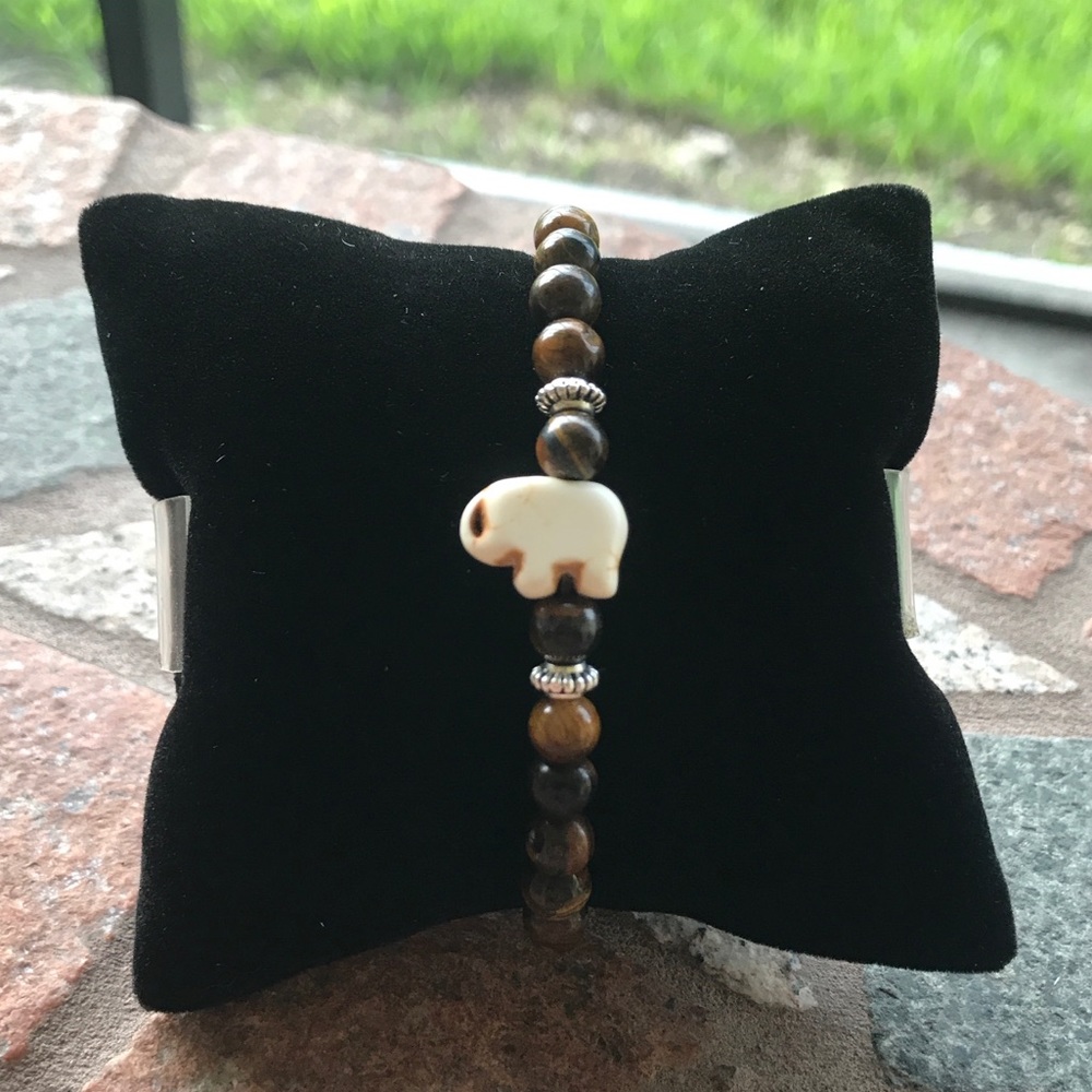 π΄SALE ! Tiger eye white elephant bead bracelet - Picture 8 of 9